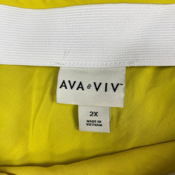Ava & Viv Skirt Womens 2x Yellow Satin Midi A Line Elastic Waist Lightweight - Picture 11 of 12